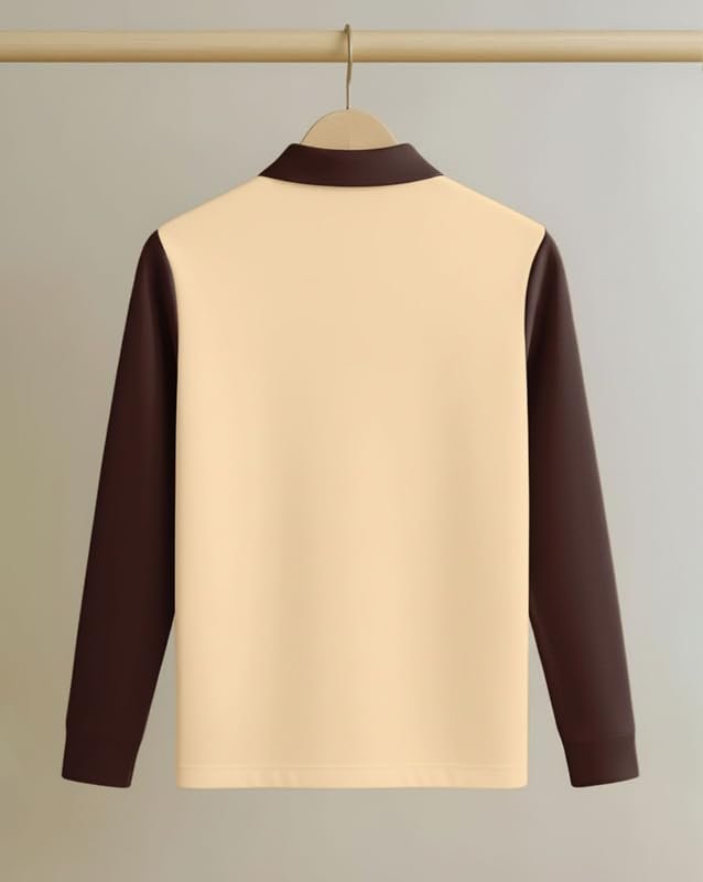 T-Shirt for Men Zip Neck Texture Self Design Cotton Blend Mens Tshirts - Image 3