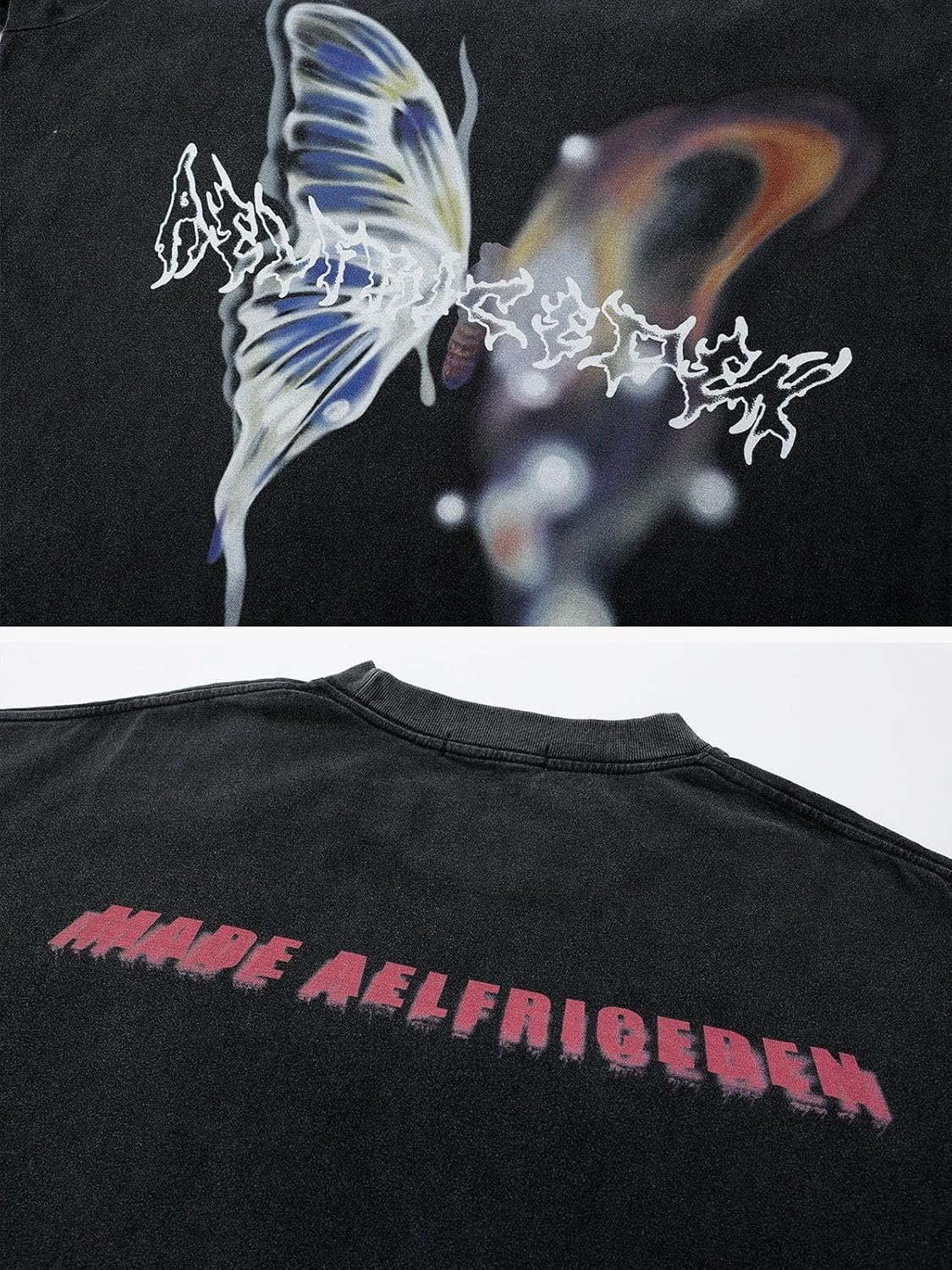 Aelfric Eden Mens Oversized T Shirts Tees Butterfly Print Crew Neck Cotton Tops Streetwear Casual Shirt - Image 5