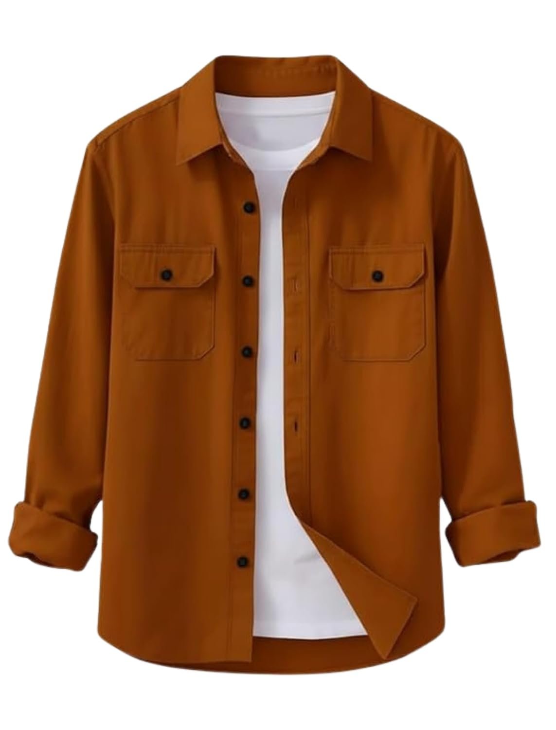 DEELMO Men’s Stylish Cotton Blend Casual Shirt || Full Sleeve Button-Down Shirt with Dual Flap Pockets || Comfortable Breathable Fabric || Perfect for Casual Office and Outing Wear - Image 2