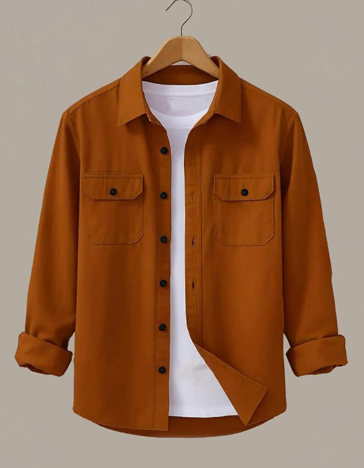 DEELMO Men’s Stylish Cotton Blend Casual Shirt || Full Sleeve Button-Down Shirt with Dual Flap Pockets || Comfortable Breathable Fabric || Perfect for Casual Office and Outing Wear - Image 3