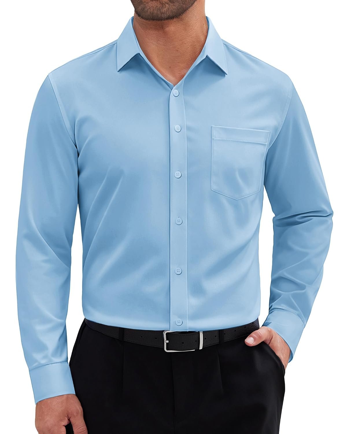 Alimens & Gentle Mens Dress Shirts Long Sleeve Wrinkle Free Stretch Business Casual Button Down Shirts