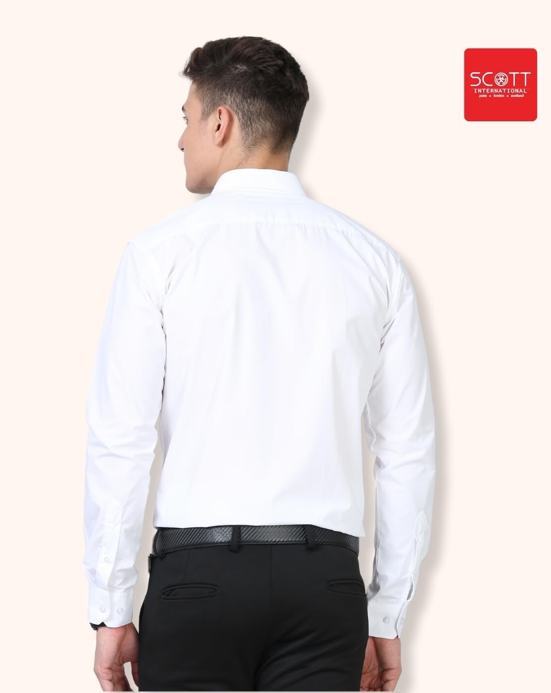 Scott International Men's Formal Shirt | Full Sleeve Wrinkle Resistant Cotton Blend | Spread Collar Regular Fit | Office, Business & Casual Wear | Solid Plain - Image 2