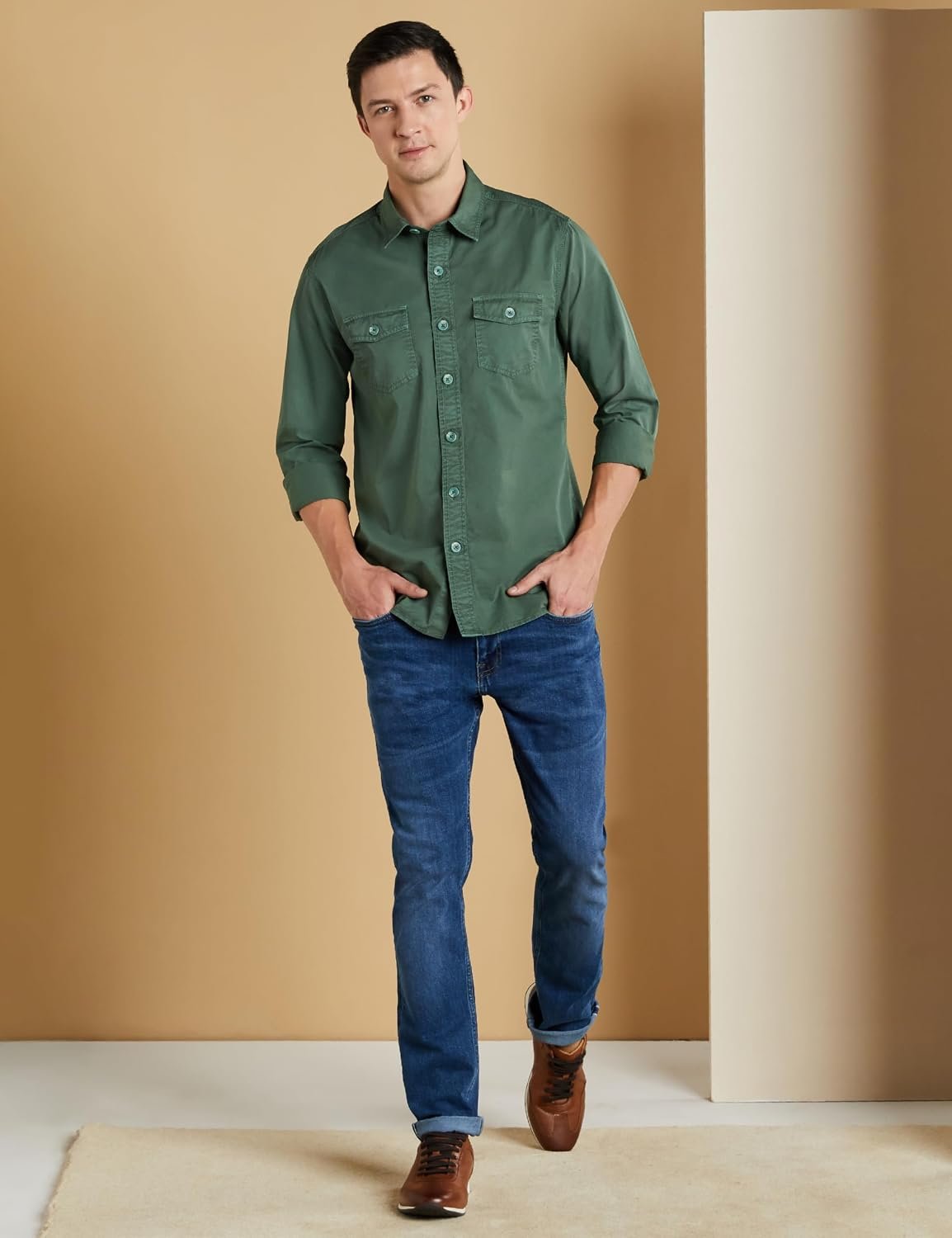 Symbol Premium Men's Washed Cotton Twill Casual Shirt - Regular Fit | Pure Cotton (Available in Plus Sizes) - Image 3