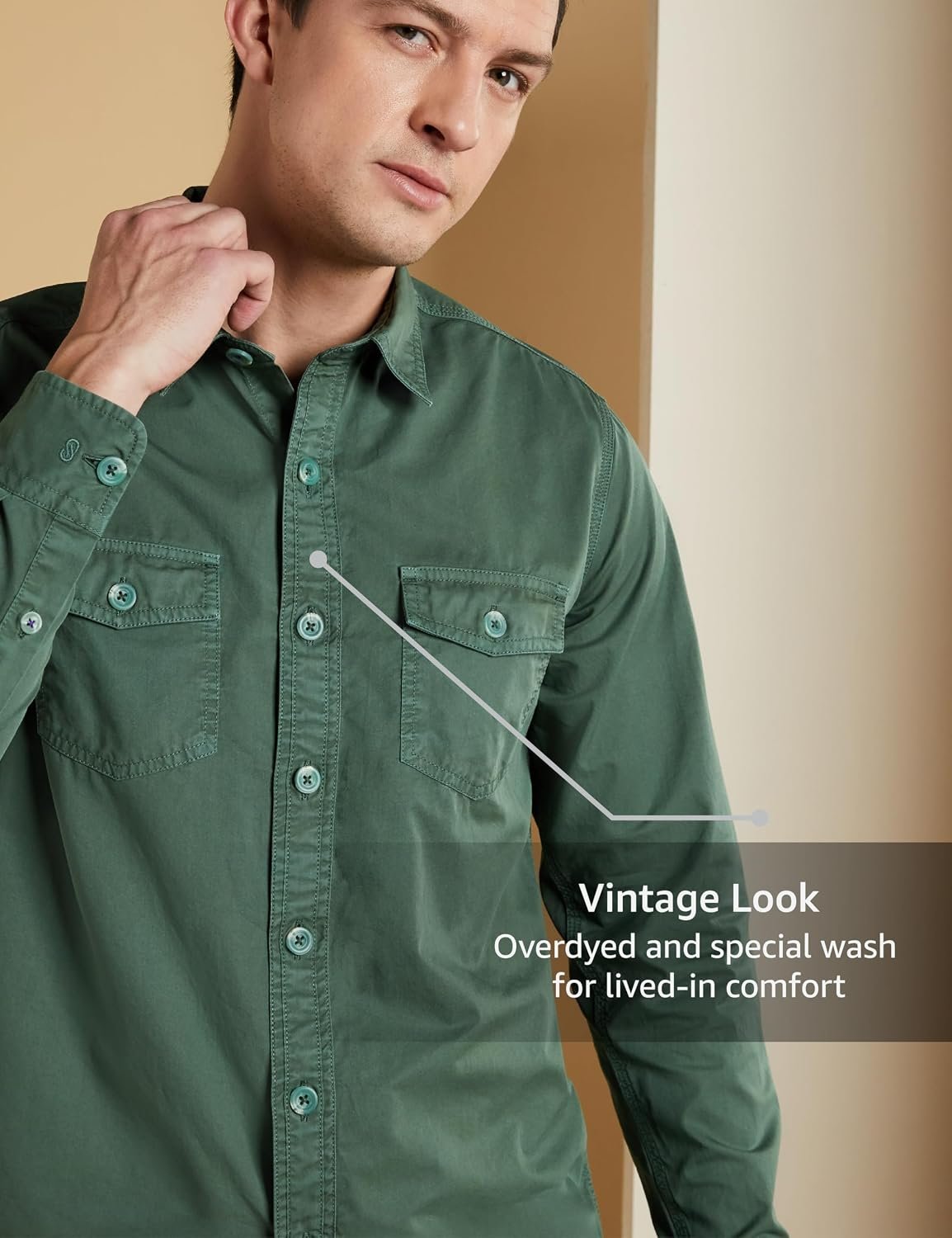 Symbol Premium Men's Washed Cotton Twill Casual Shirt - Regular Fit | Pure Cotton (Available in Plus Sizes) - Image 4
