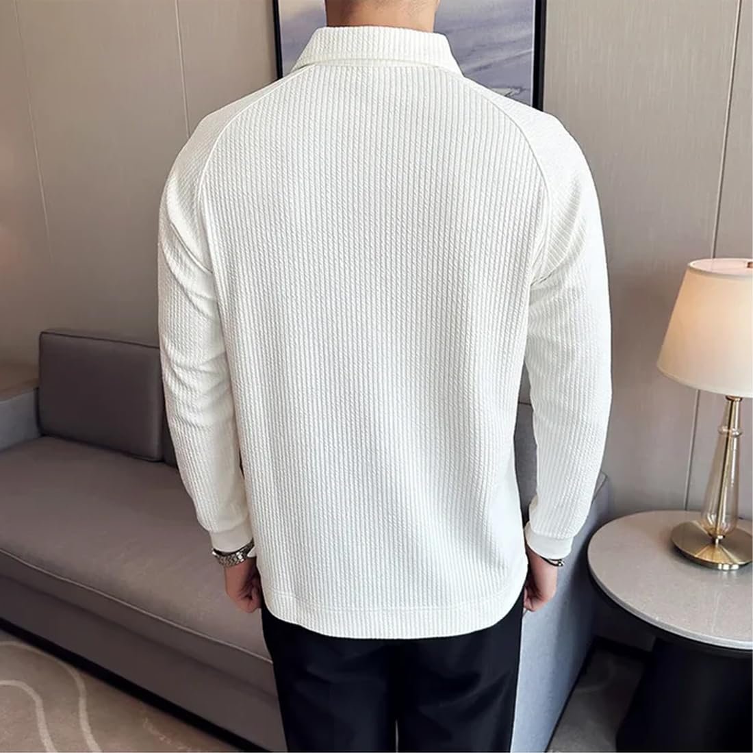 madfrog Men Solid Zip Polo Neck Full Sleeve Polyester Blend Regular & Comfort Fit T-Shirt for Men's - Image 3