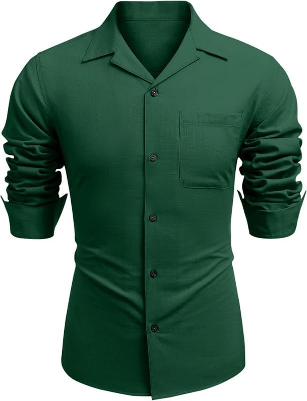 Combo of Men’s Casual Cotton Blend Shirt || Long Sleeve Button Down with Spread Collar | Lightweight Breathable Fabric | Stylish Solid Shirt for Beach, Office & Everyday Wear Pack of 2 - Image 4