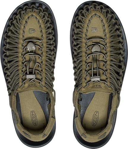 KEEN Men's UNEEK Classic Two Cord Sandal, Dark Olive/Black, 9.5 - Image 7