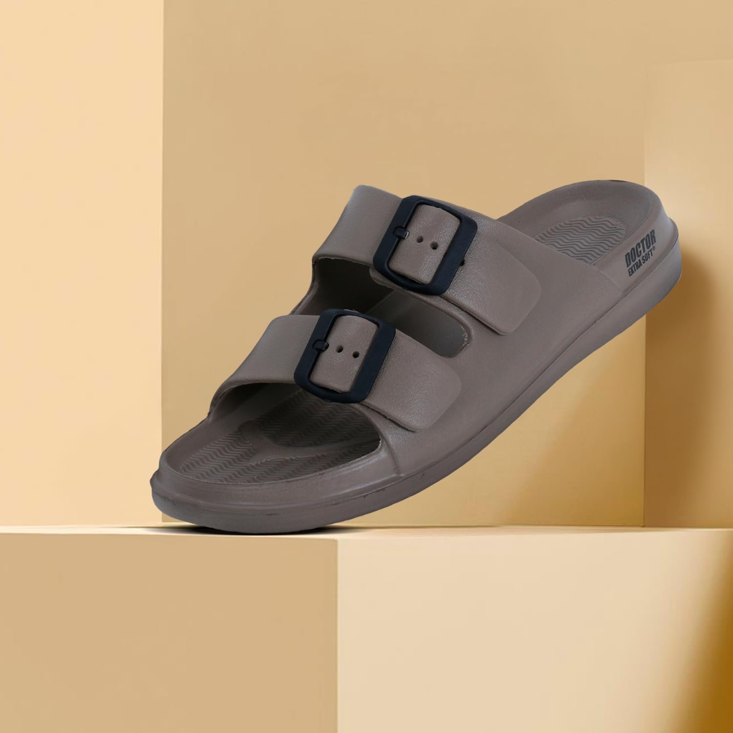 DOCTOR EXTRA SOFT Men's Classic Cushion Sliders/Slippers With Adjustable Buckle Strap For Adult|Comfortable & Lightweight|Stylish & Anti-Skid|Waterproof & Everyday Flip Flops For Gents & Boys D-505 - Image 2