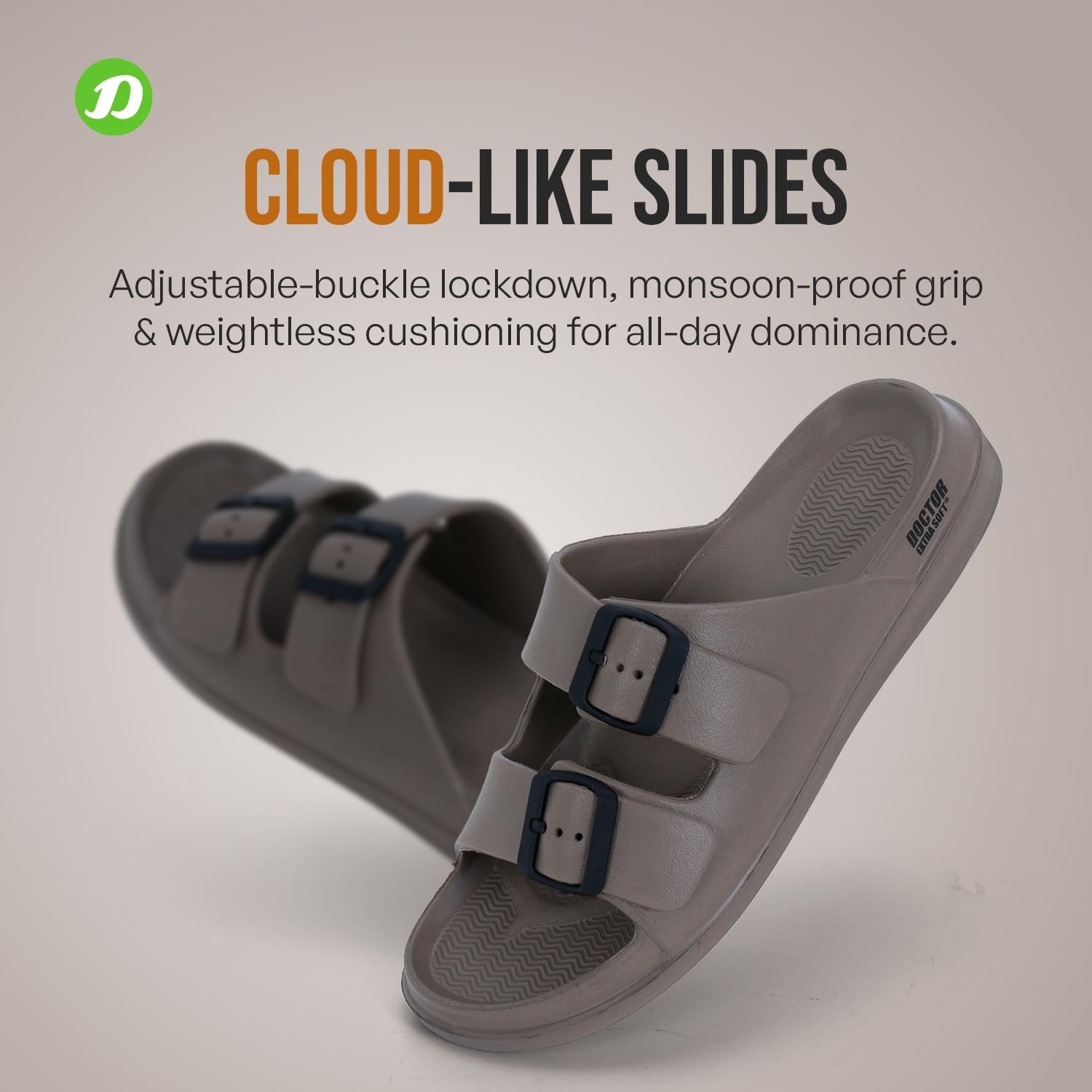 DOCTOR EXTRA SOFT Men's Classic Cushion Sliders/Slippers With Adjustable Buckle Strap For Adult|Comfortable & Lightweight|Stylish & Anti-Skid|Waterproof & Everyday Flip Flops For Gents & Boys D-505 - Image 4