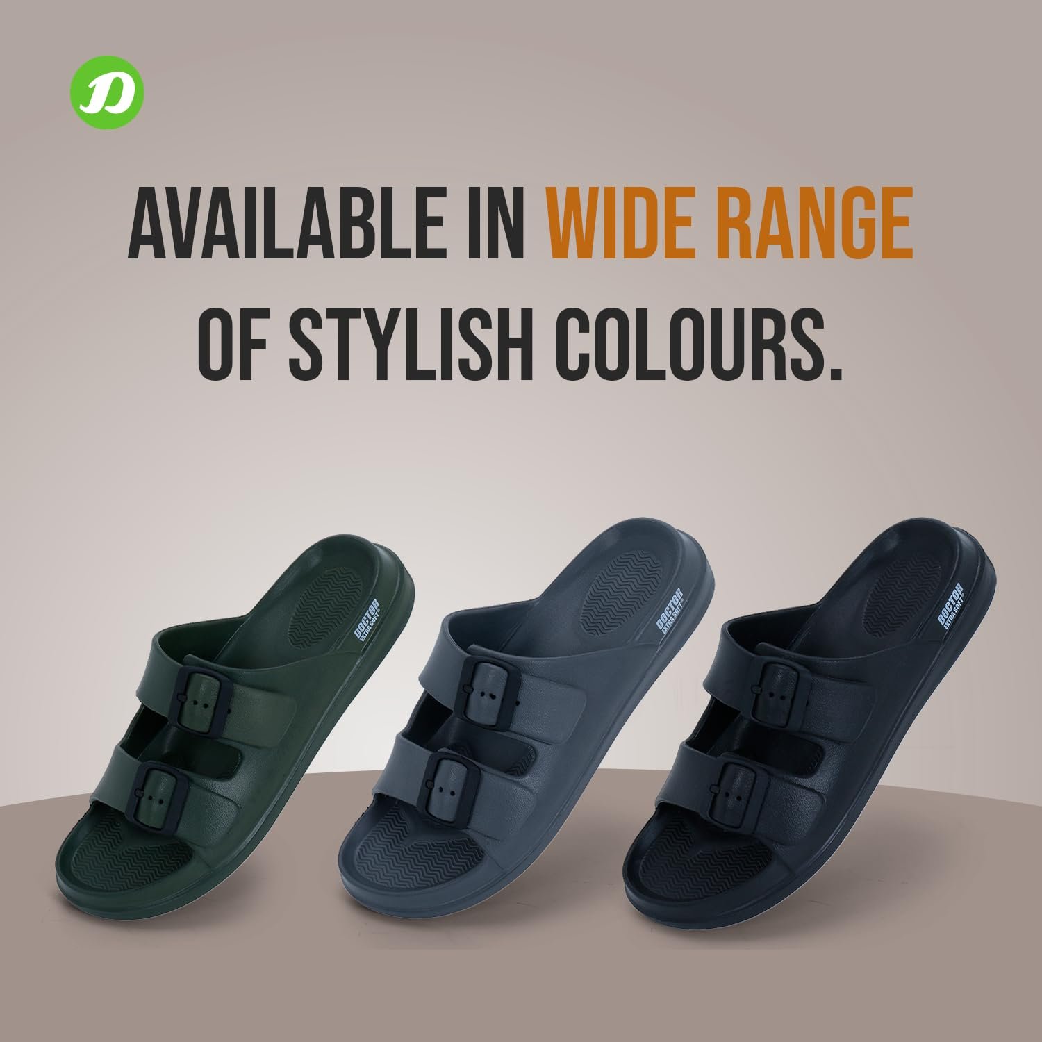 DOCTOR EXTRA SOFT Men's Classic Cushion Sliders/Slippers With Adjustable Buckle Strap For Adult|Comfortable & Lightweight|Stylish & Anti-Skid|Waterproof & Everyday Flip Flops For Gents & Boys D-505 - Image 6