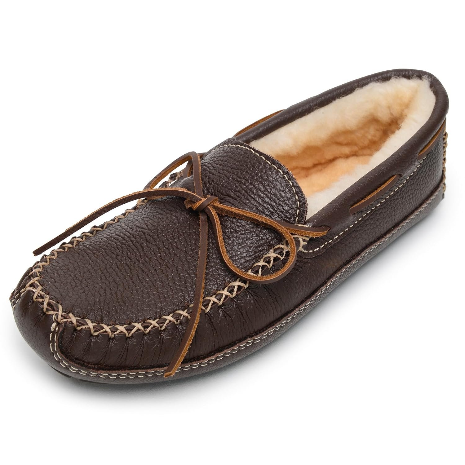 Minnetonka Mens Sheepskin Moose Slipper