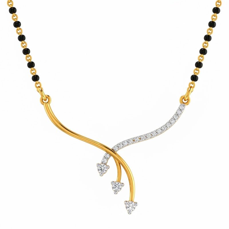 DISHIS 18K/14K Yellow Gold Diamond Tanmaniya Mangalsutra Pendant for Women | Natural Diamond | SI-HI Clarity & Color | BIS Hallmarked | IGLI Certificate | Elegant Traditional Tanmaniya Mangalsutra Jewellery | Fine Gold Jewellery | Gift for Wife & Women