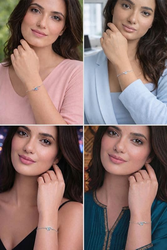 Clara 925 Silver Butterfly Pendant Earring Chain Bracelet Ring for Women | Jewellery Set | Platinum Plated | Swiss Zirconia | Gift for Girls - Image 4