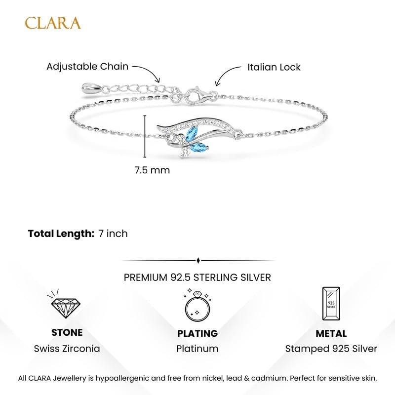 Clara 925 Silver Butterfly Pendant Earring Chain Bracelet Ring for Women | Jewellery Set | Platinum Plated | Swiss Zirconia | Gift for Girls - Image 5
