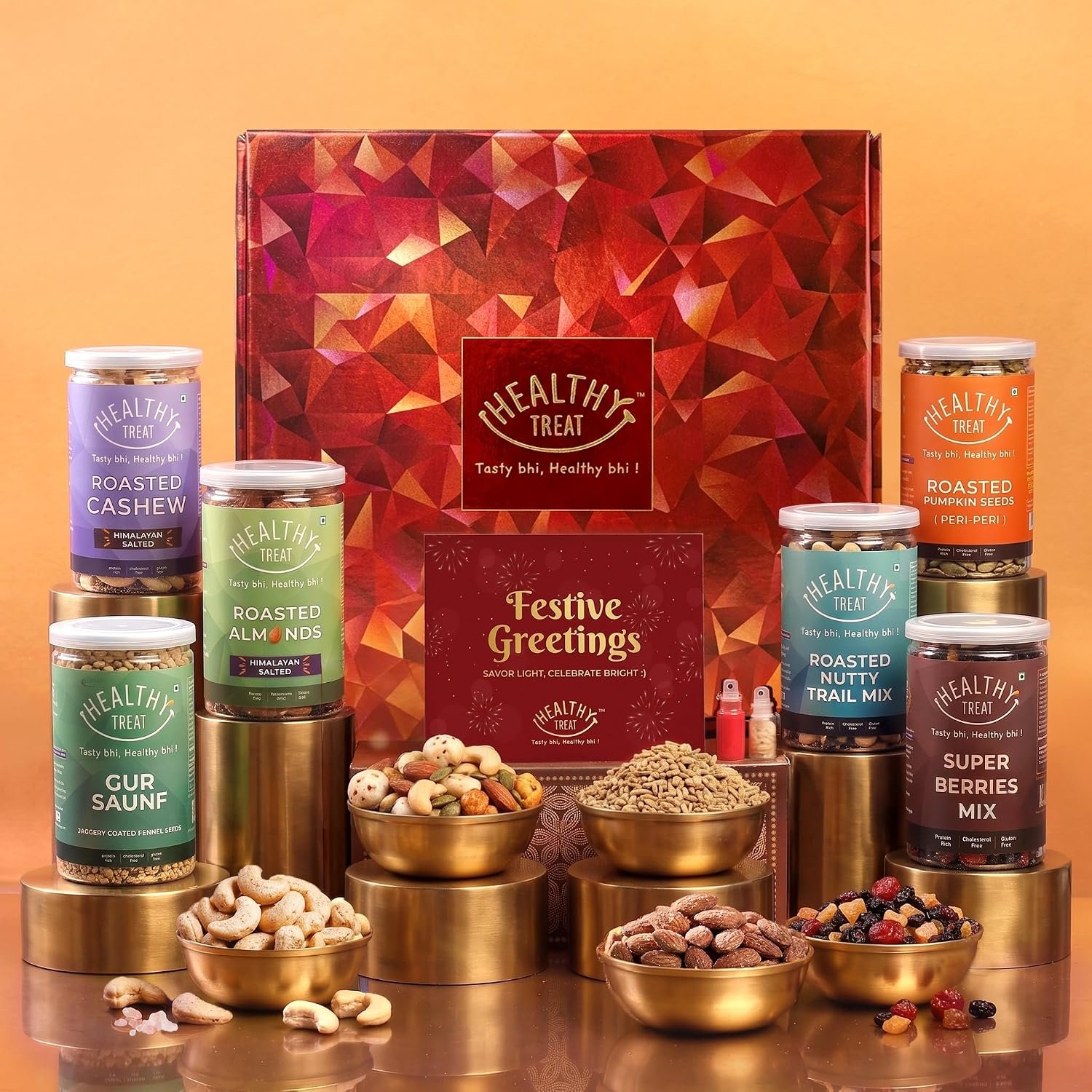 Healthy Treat Royal Treat Gift Hamper – Premium Roasted Dry Fruits & Healthy Snacks Gift Box with Festive Greeting Card | Rakhi Gift Hamper | Birthday, Anniversary & Wedding Gift-Hampers | Perfect Gifts for Family & Friends | Corporate Gifting