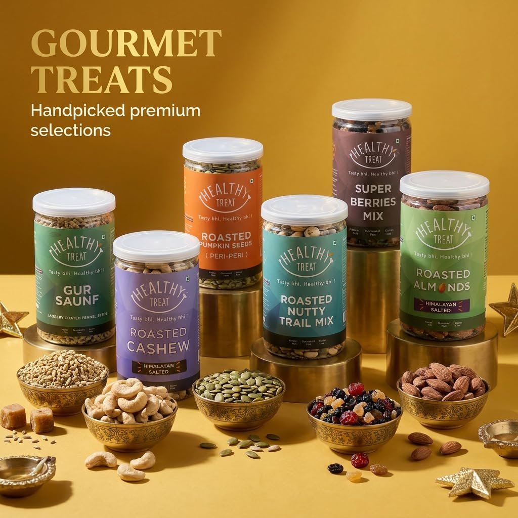 Healthy Treat Royal Treat Gift Hamper – Premium Roasted Dry Fruits & Healthy Snacks Gift Box with Festive Greeting Card | Rakhi Gift Hamper | Birthday, Anniversary & Wedding Gift-Hampers | Perfect Gifts for Family & Friends | Corporate Gifting - Image 5