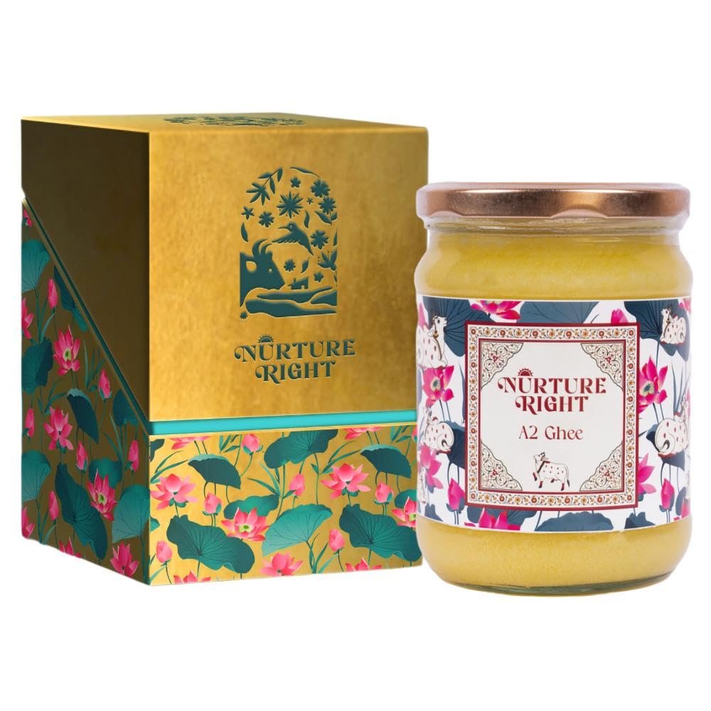 Nurture Right A2 Gir Cow Ghee 500ml | Ayurvedic Goghrta | Butyric Acid Rich | CLA for Metabolism | A2 Protein | NABL Tested | Glass Jar