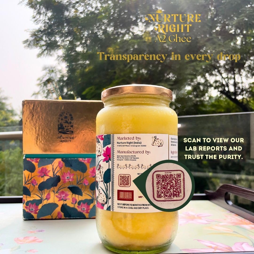 Nurture Right A2 Gir Cow Ghee 500ml | Ayurvedic Goghrta | Butyric Acid Rich | CLA for Metabolism | A2 Protein | NABL Tested | Glass Jar - Image 7