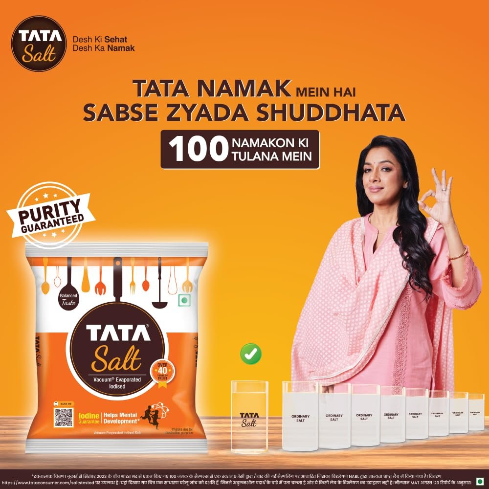 Tata Salt 1 Kg, Free Flowing and Iodised Namak, Vacuum Evaporated, Salt in Fresh - Image 3