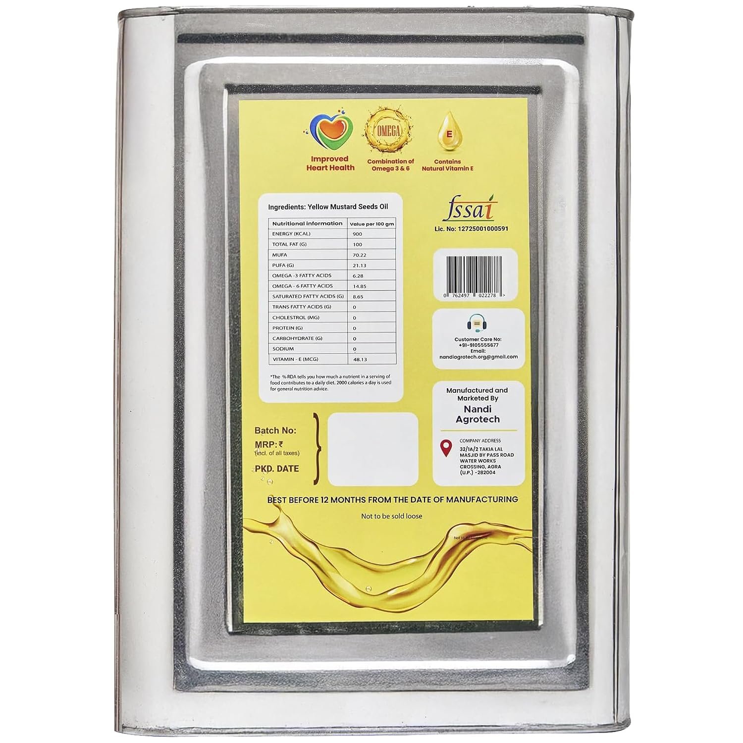 NEUNEX Premium Cold Pressed Mustard Oil 15 Liter | 100% Natural & Pure Rich Aroma | A1 Grade Real Yellow Mustard Seeds Oil (0% Trans Fat) | Pili Sarso Oil | Manage Cholesterol, Rich in Omega 3 & Vitamin E | Healthy & Unrefined - Image 2