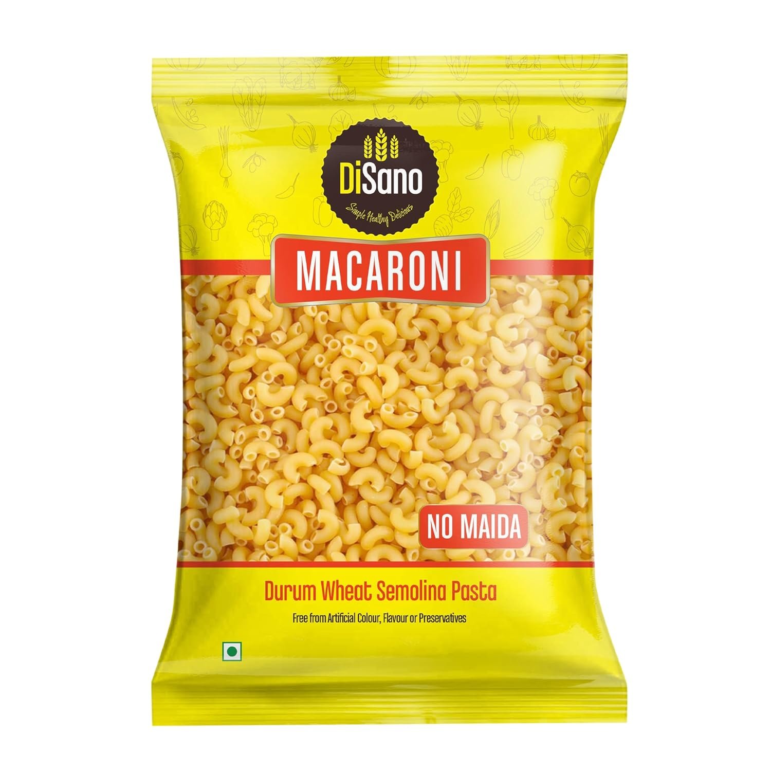 DiSano Macaroni Pasta 850g, Healthy Pasta, Made with 100% Durum Wheat Semolina, 100% Suji, No Maida, Source of Protein & Fibre, Non-Sticky