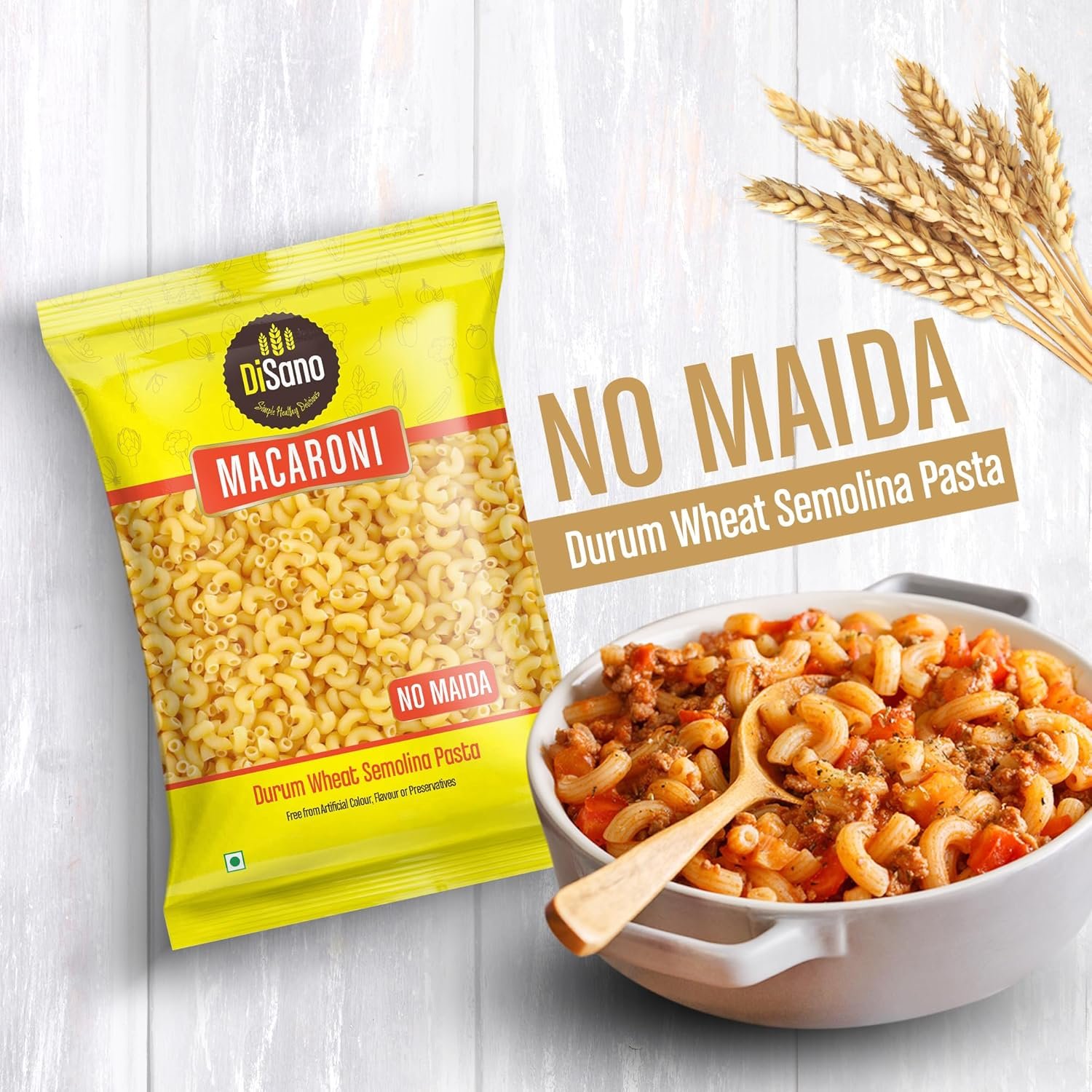 DiSano Macaroni Pasta 850g, Healthy Pasta, Made with 100% Durum Wheat Semolina, 100% Suji, No Maida, Source of Protein & Fibre, Non-Sticky - Image 4