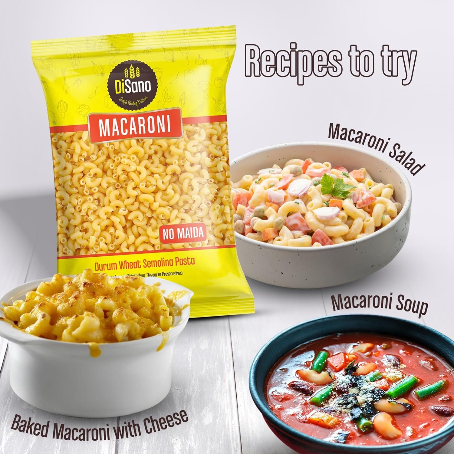 DiSano Macaroni Pasta 850g, Healthy Pasta, Made with 100% Durum Wheat Semolina, 100% Suji, No Maida, Source of Protein & Fibre, Non-Sticky - Image 5