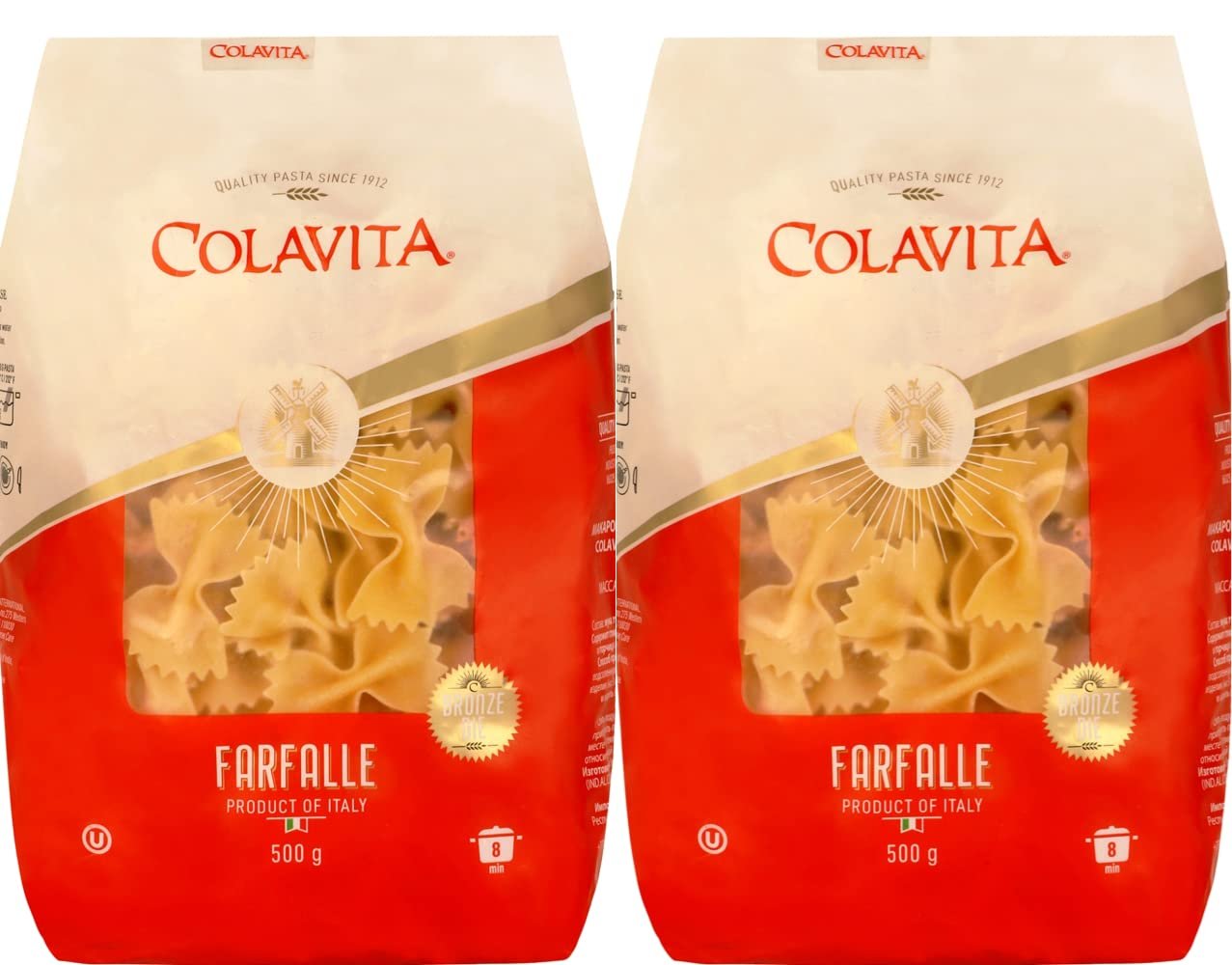Colavita Farfalle Pasta (500g) | Durum Wheat Pasta | Imported From Italy | Healthy l Best for Kids | Unique Shape | Pack of 2