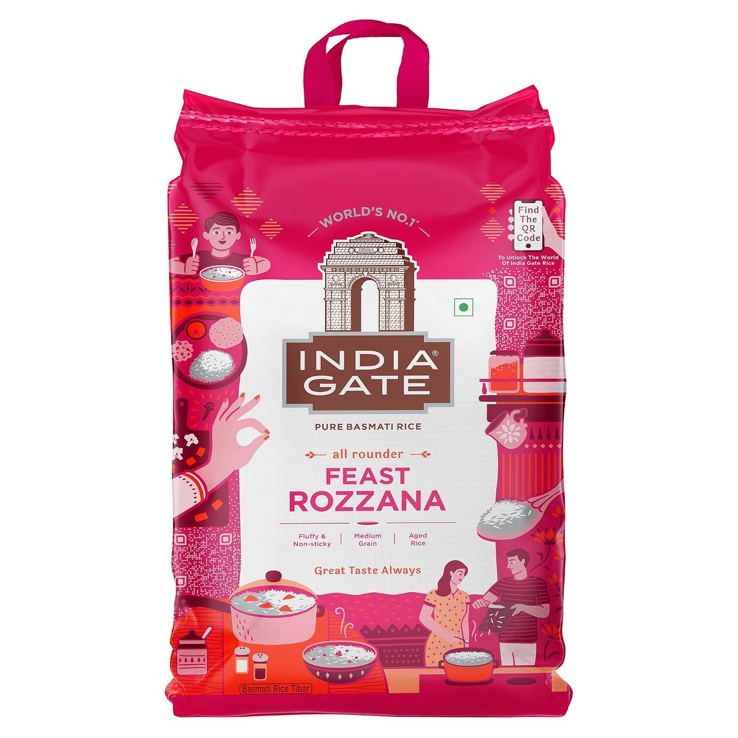 India Gate Basmati Rice Feast Rozzana | Daily Use Long Grain Basmati | World's No.1 Basmati Rice | 10kg bag