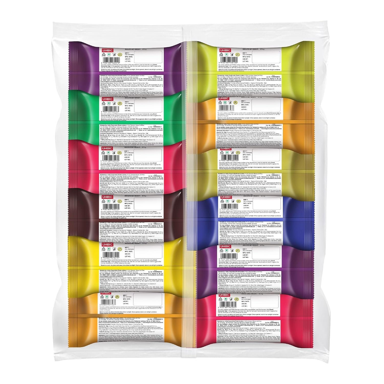Unibic Cookies,Assorted Cookies,67.5 G/75G (Pack Of 12)|Biscuits Combo Pack|Choco Chip |Butter |Fruit & Nut ||Honey Oatmeal I Cashew I Jeera I 810G / 900G Weight May Vary - Image 2