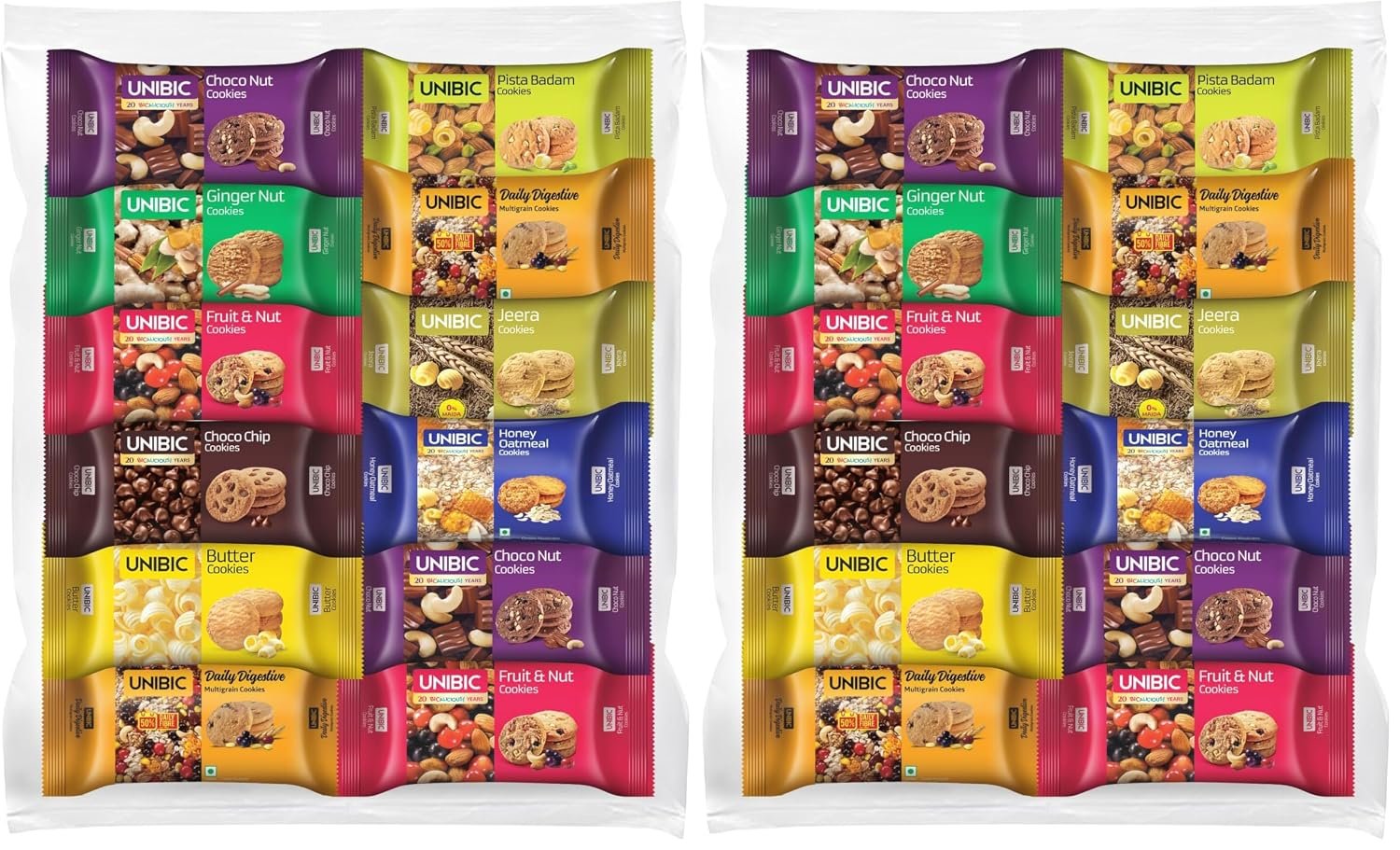 Unibic Cookies,Assorted Cookies,67.5 G/75G (Pack Of 12)|Biscuits Combo Pack|Choco Chip |Butter |Fruit & Nut ||Honey Oatmeal I Cashew I Jeera I 810G / 900G Weight May Vary - Image 9