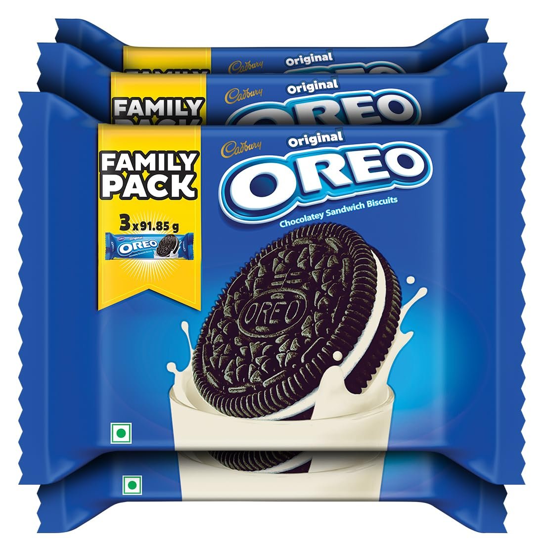 Cadbury Oreo Vanilla Flavour Crème Sandwich Biscuit Family Pack, 275.55 g (Pack of 4)