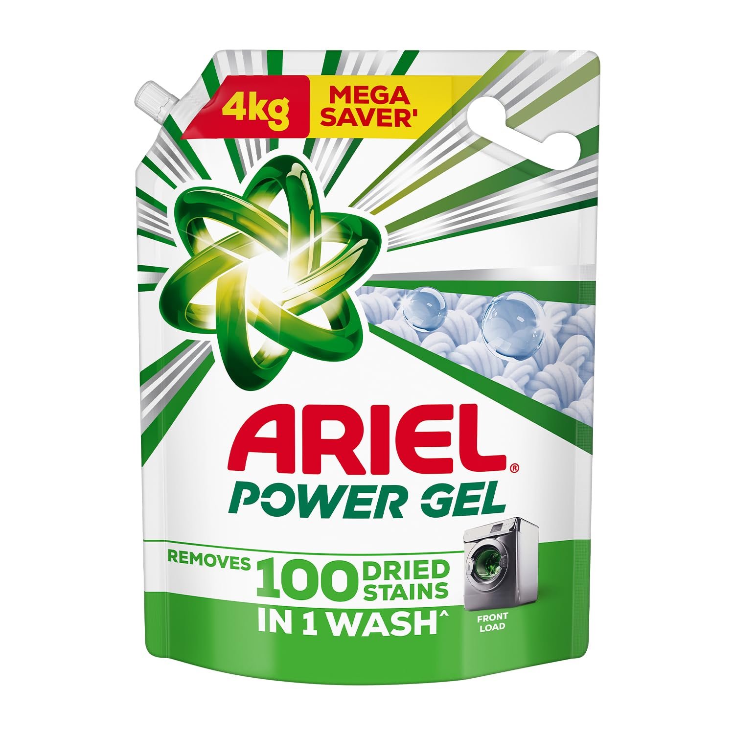 Ariel Power Gel Liquid Detergent for Front Load – 4kg | Removes 100 Dried Stains in 1 Wash | Faster Dissolving | Long-Lasting Fragrance | Color Protection | At the price of Powders