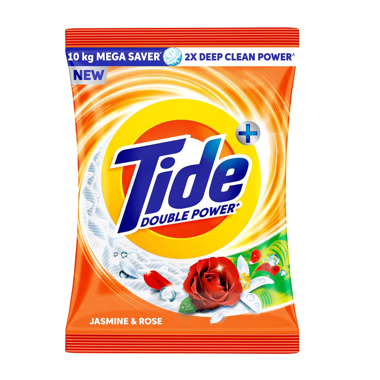 10kg Tide Plus Detergent Washing Powder - Mega Saver Pack | Jasmine & Rose Fragrance | Removes deep-seated Oil, Gravy, Tea Stains | World's No. 1 Detergent Brand