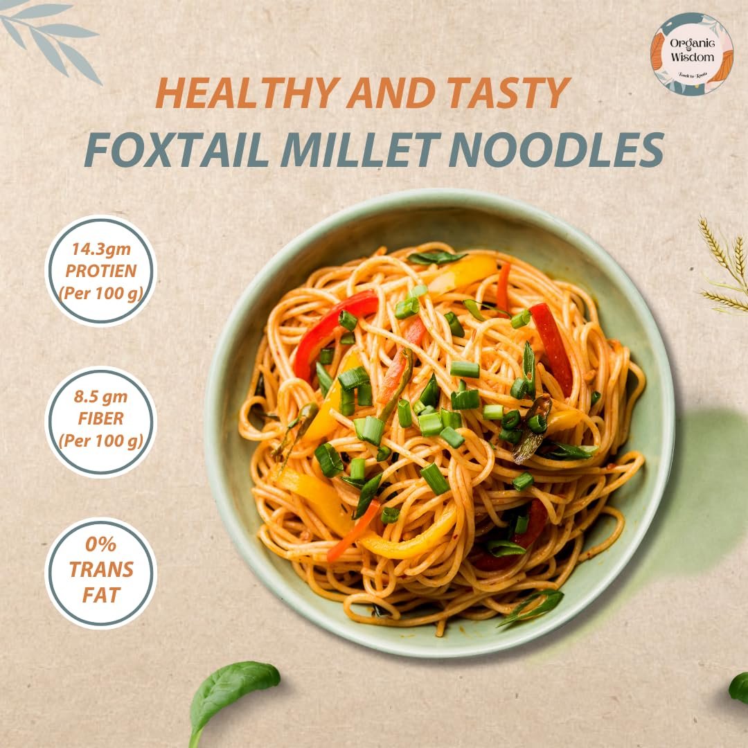Organic Wisdom Back to Roots Super Saver Pack of 6 | Millet Noodles 384g Each & Millet Pasta 180g Each | No Maida, MSG or Refined Oil | High in Protein, Vitamin B, Antioxidants & Fiber | Tastemaker Inside - Image 4