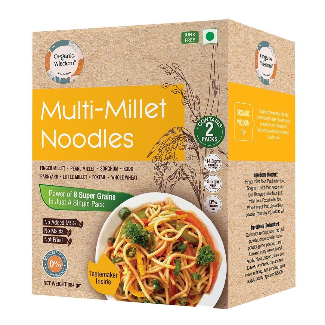 Organic Wisdom Back to Roots Super Saver Pack of 6 | Millet Noodles 384g Each & Millet Pasta 180g Each | No Maida, MSG or Refined Oil | High in Protein, Vitamin B, Antioxidants & Fiber | Tastemaker Inside - Image 11