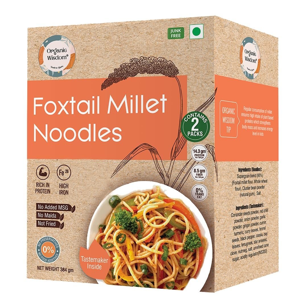Organic Wisdom Back to Roots Super Saver Pack of 6 | Millet Noodles 384g Each & Millet Pasta 180g Each | No Maida, MSG or Refined Oil | High in Protein, Vitamin B, Antioxidants & Fiber | Tastemaker Inside - Image 13