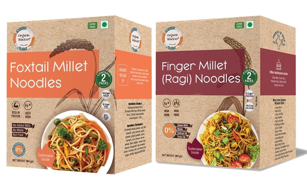 Organic Wisdom Back to Roots Super Saver Pack of 6 | Millet Noodles 384g Each & Millet Pasta 180g Each | No Maida, MSG or Refined Oil | High in Protein, Vitamin B, Antioxidants & Fiber | Tastemaker Inside - Image 14