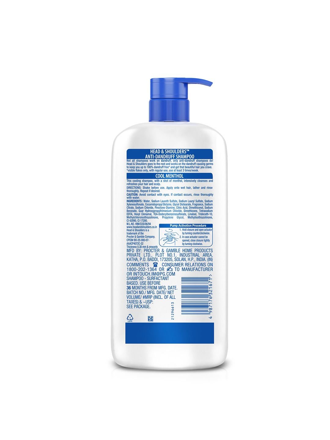 Head & Shoulders Head & Shoulders Cool Menthol, Anti Dandruff Shampoo - 1.2l - Image 8