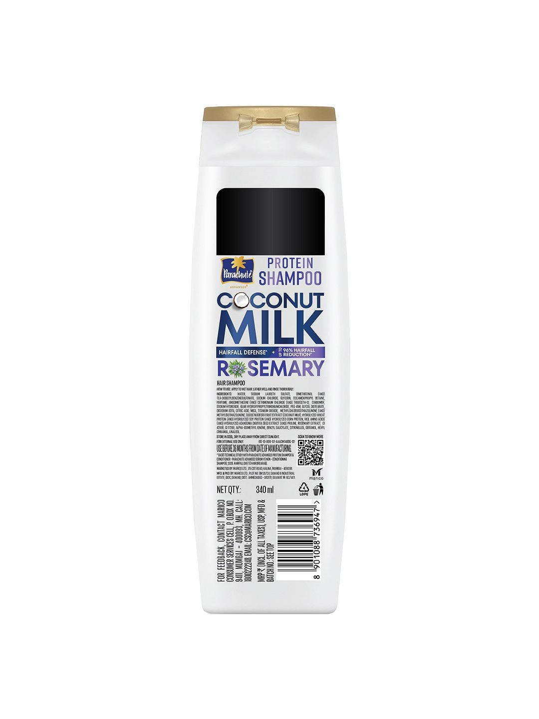 Parachute Parachute Advansed Hairfall Defense Protein Shampoo with Coconut Milk & Rosemary - 340 ml - Image 9