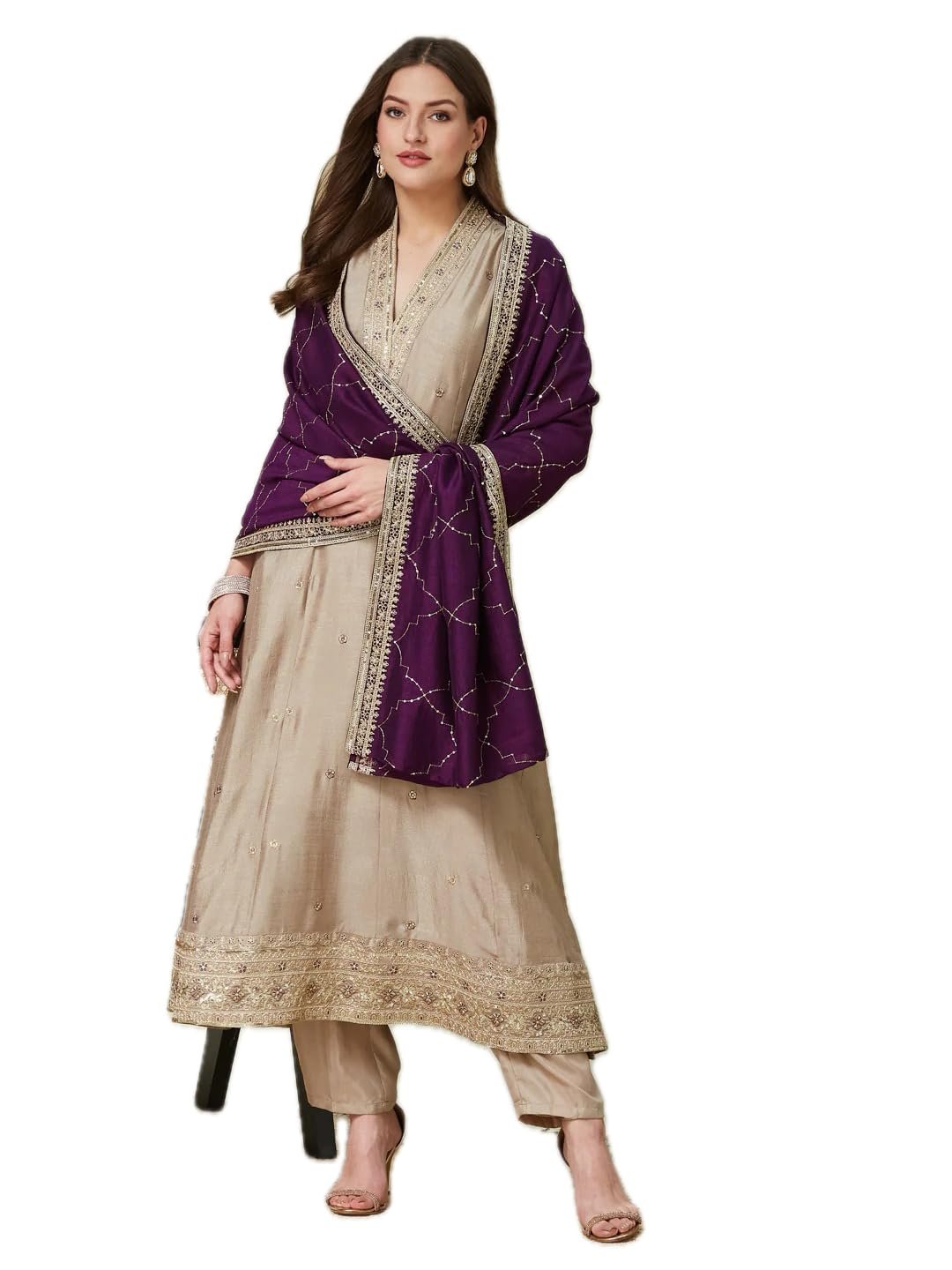 LookMark Women's Silk Blend Printed Kurta Set | Kurti with Pants | Ethnic Traditional Outfit