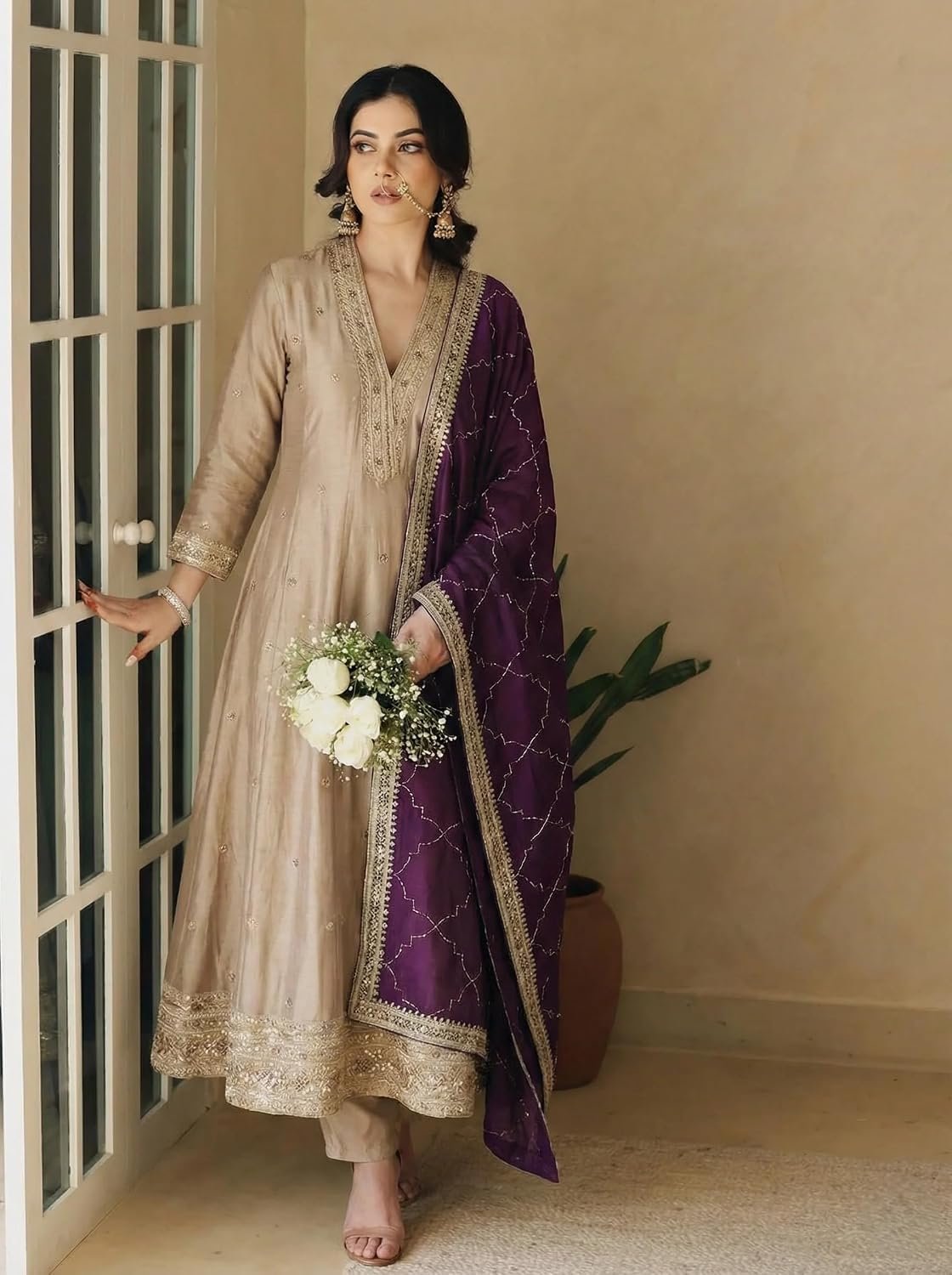 LookMark Women's Silk Blend Printed Kurta Set | Kurti with Pants | Ethnic Traditional Outfit - Image 2