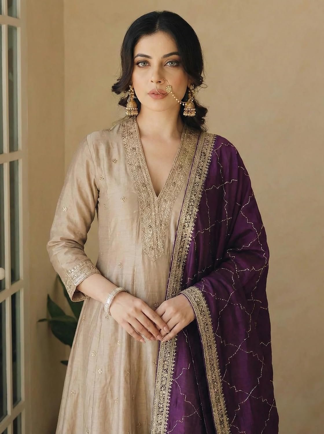 LookMark Women's Silk Blend Printed Kurta Set | Kurti with Pants | Ethnic Traditional Outfit - Image 3