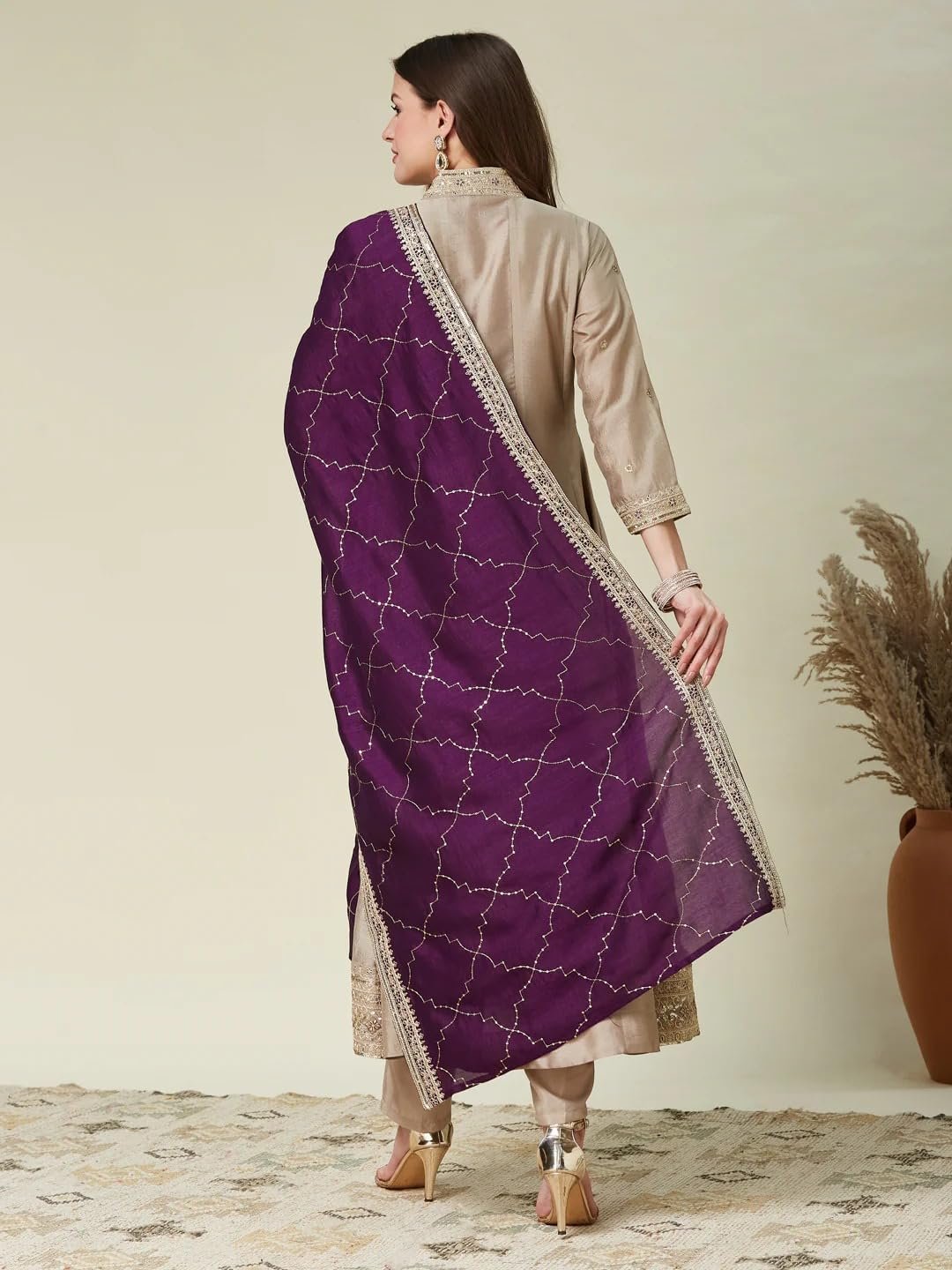 LookMark Women's Silk Blend Printed Kurta Set | Kurti with Pants | Ethnic Traditional Outfit - Image 5