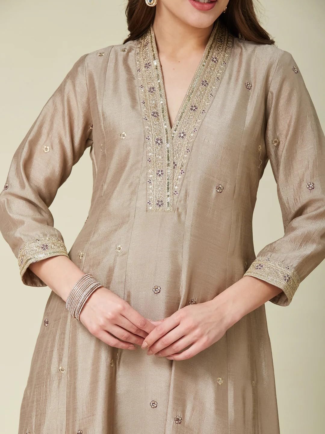 LookMark Women's Silk Blend Printed Kurta Set | Kurti with Pants | Ethnic Traditional Outfit - Image 6