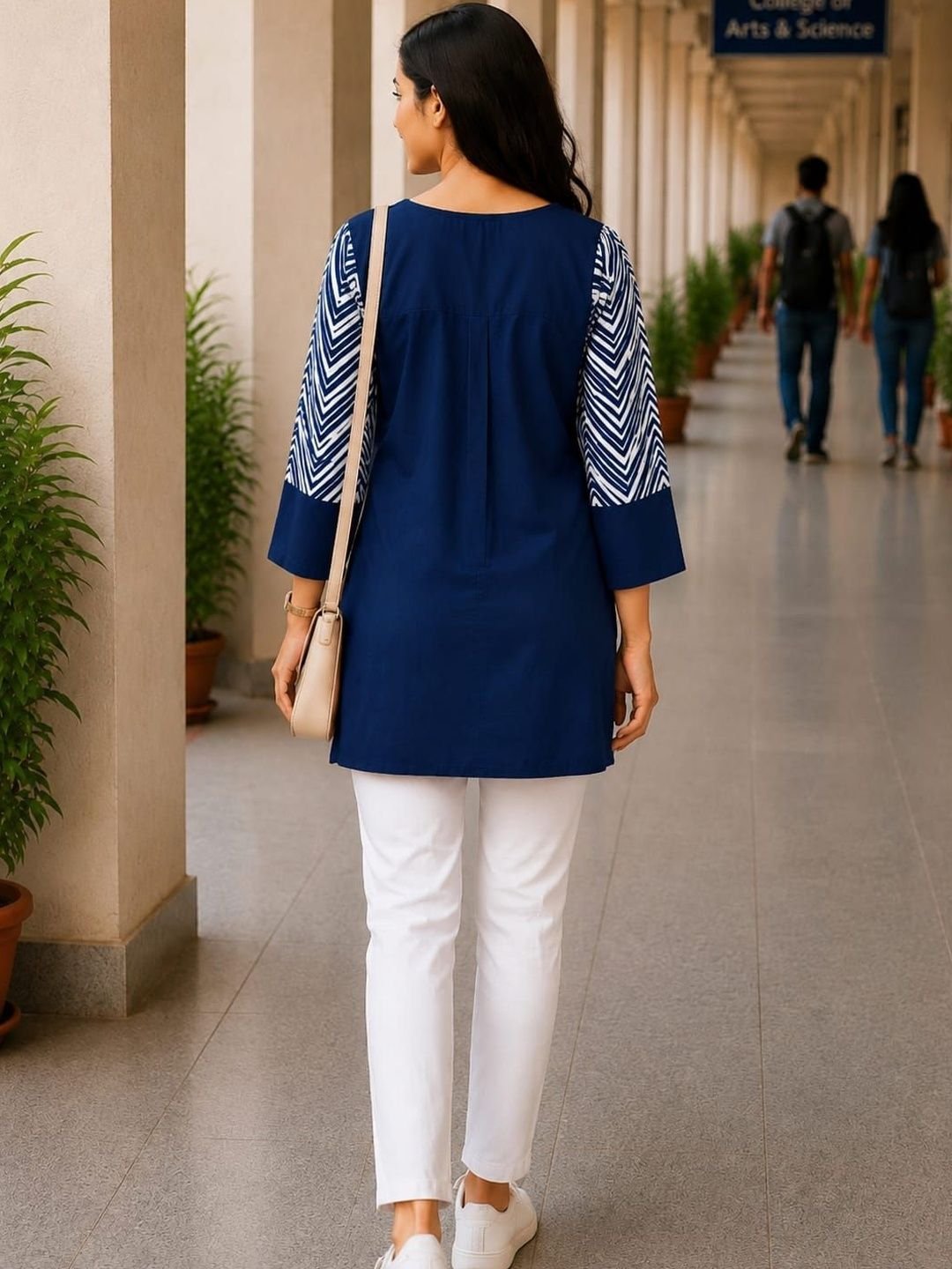 Women Geometric Printed Round Neck Rayon Regular Kurti - Image 3