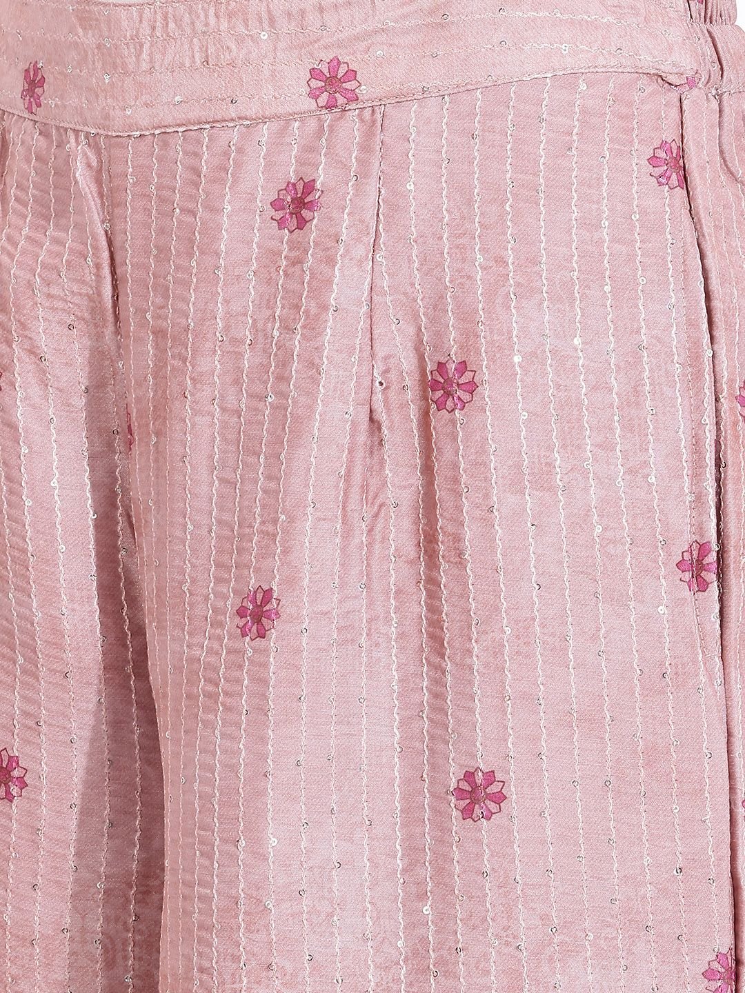 Jashn Floral Printed Regular Sequinned Kurta with Palazzos & Dupatta - Image 5