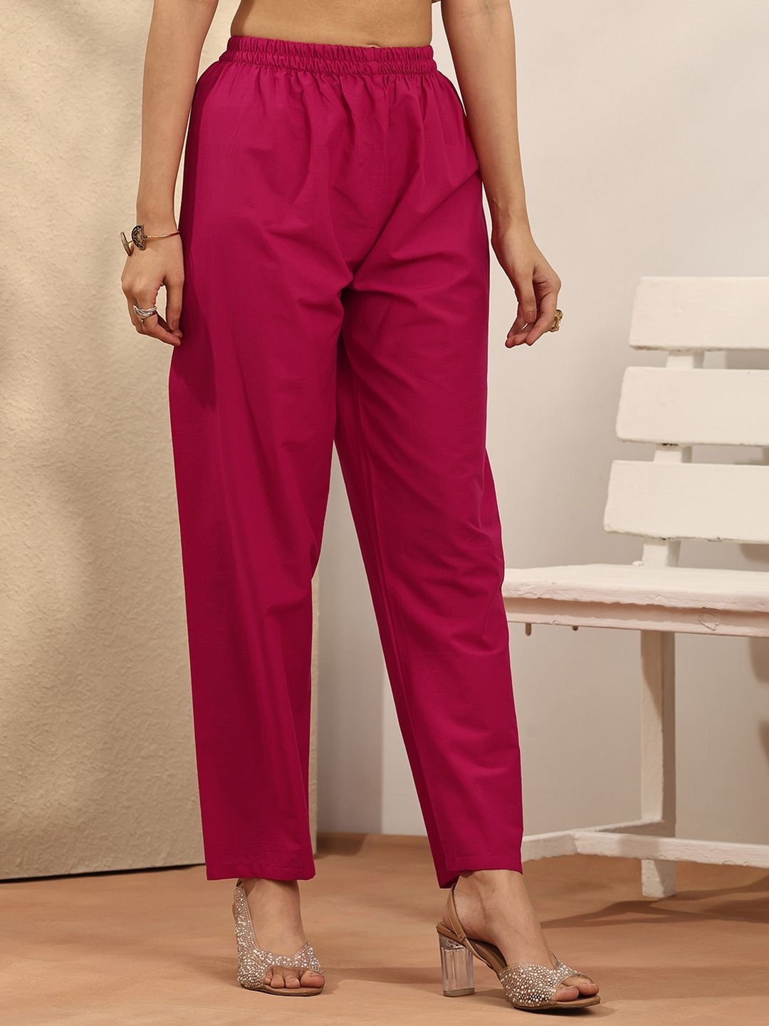 Pink Embroidered Cotton Straight Suit Set with Dupatta - Image 8
